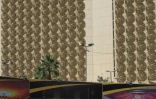 Cible de plusieurs attaques durant l'invasion américaine de l'Irak, l'hôtel Palestine au centre de Bagdad, le 5 avril 2018