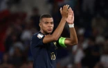 Le joueur de football français Kylian Mbappé après la victoire de son équipe 2-0 contre l'Irlande dans le cadre du Groupe B des qualifications pour l'Euro-2024 au Stade de France  à Saint-Denis le 7 septembre 2023.
