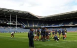 Les joueurs du XV de France à l'entraînement à Murrayfield, le 23 août 2019 à la veille d'un test de préparation au Mondial face à l'Ecosse