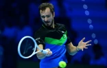 Le Russe Daniil Medvedev en demi-finale des Masters contre l'Italien Jannik Sinner le 18 novembre 2023 Ă Turin