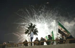 Des feux d'artifice pour célébrer le premier anniversaire de la chute de l'ancien président Bachar al-Assad à Damas, dans la nuit du 7 au 8 décembre 2025