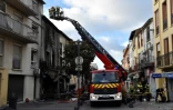 Le site de l'incendie à Saint-Laurent-de-la- Salanque, le 15 février 2022, dans les Pyrénées-Orientales