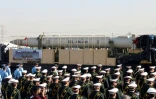 Le nouveau missile iranien Jihad présenté lors du défilé militaire annuel marquant l'anniversaire du déclenchement de la guerre de 1980-1988 contre l'Irak de Saddam Hussein, le 21 septembre 2024 à Téhéran