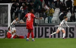 La joie de l'attaquante de la Juventus Cristiana Girelli, après avoir égalisé (1-1) face à Lyon, en quart de finale aller de la Ligue des Champions, le 23 mars 2022 à Turin
