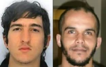 Photos diffusées par la police montrant les deux suspects Clément Baur (G) et Mahiedine Merabet (D) arrêtés le 18 avril 2017 à Marseille