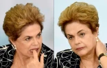 Un montage photo montrant la président brésilienne suspendue, Dilma Rousseff, à Brasilia le 6 mai 2016
