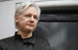 Julian Assange, fondateur de Wikileaks, au balcon de l'ambassade d'Equateur à Londres, le 19 mai 2017