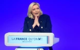 La candidate RN à la présidentielle française Marine Le Pen lors d'un meeting électoral à Bouchain, dans le Nord, le 11 mars 2022