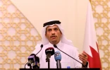Le ministre des Affaires étrangères du Qatar Mohammed ben Abdulrahman al-Thani, lors d'une conférence de presse à Doha, le 31 août 2021 pour s'exprimer sur la situation en Afghanistan