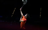 La Chinoise Chen Yu Fei contre la Japonaise Nozomi Okuhara pendant l'Open de Grande-Bretagne de badminton le 14 mars 2020 Ă Birmingham