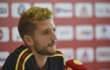L'attaquant belge Dries Mertens en conférence de presse, le 30 juin 2018 à Moscou