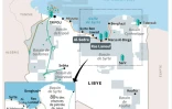 Carte de localisation des installations pétrolières et gazières en Libye et celles ciblées par le groupe de l'Etat islamique