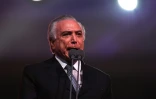 Le président par interim du Brésil Michel Temer s'exprime lors de la cérémonie d'ouverture des Jeux Olympiques à Rio le 5 août 2016