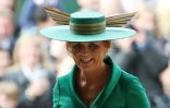 Sarah Ferguson arrive au mariage de sa fille Eugenie avec Jack Brooksbank, Ă la chapelle St George Ă Windsor, le 12 octobre 201