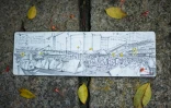 Un dessin d'Alvin Wong réalisé en 2014 lors du Mouvement des parapluies. Photo prise le 25 septembre à Hong Kong