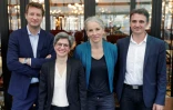Quatre des cinq candidats écologistes réunis le 12 juillet 2021 à Paris: Yannick Jadot, Sandrine Rousseau, Delphine Batho et Eric Piolle