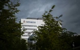 Le logo du groupe pharmaceutique suisse Novartis, le 9 septembre 2025 à Bâle