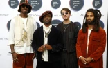 Le groupe Sons of Kemet pose à son arrivée à la cérémonie de remise du Mercury Prize à Londres, le 20 septembre 2018