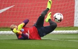 Joe Hart, le 3 septembre 2016 à l'entraînement avec l'équipe d'Angleterre