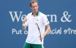 Le Russe Daniil Medvedev savoure sa victoire sur le Bulgare Grigor Dimitrovà Cincinnati, le 19 août 2021
