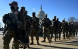 Des membres de la Garde nationale devant le Capitole, le 19 janvier 2021 à Washington