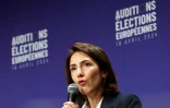 La tête de liste Renaissance aux européennes Valérie Hayer lors d'un débat devant le Medef, à Paris, le 18 avril 2024