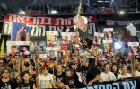 Manifestation à Tel-Aviv organisée par les familles des otages retenus à Gaza depuis le 7-Octobre pour réclamer un accord assurant leur retour en Israël, le 9 août 2025