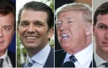 Un photomontage créé le 1er août 2017 de portraits de Paul Manafort, ex-conseiller de Dnald Trump, son fils Donald Trump Jr, Donald Trump et son gendre Jared Kushner  