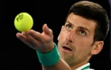 Novak Djokovic lors de la finale de l'Open d'Australie 2021 face au Russe Daniil Medvedev le 21 février 2021 à Melbourne