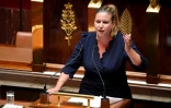 La présidente du groupe parlementaire de La France insoumise (LFI), Mathilde Panot, à l'Assemblée nationale, le 6 juillet 2022