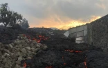 Une coulée de lave à Goma, dans l'est de la République démocratique du Congo, au lendemain de l'éruption du volcan Nyiragongo, le 23 mai 2021
