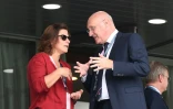 La ministre des Sports Roxana Maracineanu et le président de la Fédération française de rugby Bernard Laporte avant le match de Coupe du monde France-Argentine le 21 septembre 2019 à Tokyo