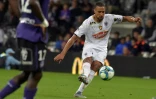 L'attaquant marocain d'Angers Rachid Alioui marque sur le terrain de Toulouse, le 25 septembre 2019