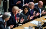 Le président Donald Trump et l'ambassadrice américaine aux Nations unies Nikki Haley à l'ONU à New York le 18 septembre 2017