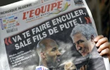 La Une de l'Equipe sur l'incident entre Nicolas Anelka et le sélectionneur des Bleus, Raymond Domenech, le 19 juin 2010