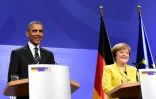 Le président américain Barack Obama et la chancelière allemande Angela Merkel à Hanovre, le 24 avril 2016