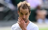 Le Français Richard Gasquet, lors de sa défaite en 3 sets face au Suisse Roger Federer, au 2e tour du tournoi de Wimbledon, le 1er juillet 2021 à Londres