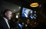 Le candidat à l'élection présidentielle en Slovaquie Peter Pellegrini s'adresse à des journalistes le 23 mars 2024 à Bratislava