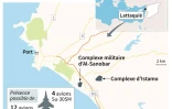 Carte montrant l'aéroport de Lattaquié et deux nouvelles bases russes en préparation en Syrie, selon l'institut IHS Jane's