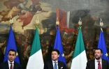 De gauche à droite: Luigi Di Maio, Giuseppe Conte et Matteo Salvini, le 17 janvier 2019 à Rome
