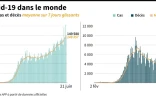 Evolution des nouveaux cas et décès recensés quotidiennement, et moyenne sur 7 jours glissants