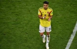 L'attaquant de la Colombie, Radamel Falcao, célèbre la victoire de son équipe face au Sénégal lors des phases de groupes, à Samara, le 28 juin 2018 