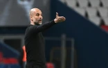 L'entraîneur espagnol de Manchester City, Pep Guardiola, lors de la demi-finale aller de la Ligue des champions contre le Paris-SG, au Parc des Princes, le 28 avril 2021