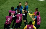 L'équipe de France victorieuse de la Croatie en finale du Mondial, avec notamment un but de Kylian Mbappé à Loujniki à Moscou, le 15 juillet 2018 