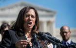 La sénatrice de Californie Kamala Harris, s'adresse à la foule lors d'un rassemblement à Washington consacré aux droits des femmes, le 3 octobre 2017