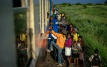 Des adultes et des enfants montent à bord du "train de la liberté" au Zimbabwe, le 29 janvier 2019
