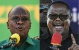 Le président tanzanien John Magufuli (G) et son principal adversaire à la présidentielle de mercredi en Tanzanie