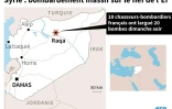 Carte de Syrie localisant Raqa, fief du groupe de l'Etat islamique , bombardé par des frappes françaises dimanche soir