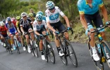 Le leader de la Sky Chris Froome dans l'ascension vers le sommet de l'Etna, terme de la 6e étape du Tour d'Italie, le 10 mai 2018