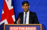 Le Premier ministre britannique Rishi Sunak lors d'une conférence de presse à Londres, le 22 avril 2024